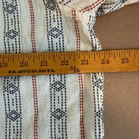 Mutual Weave Diamond & Stripes White/Red/Blue Button Down Short Sleeve - Picture 6 of 6